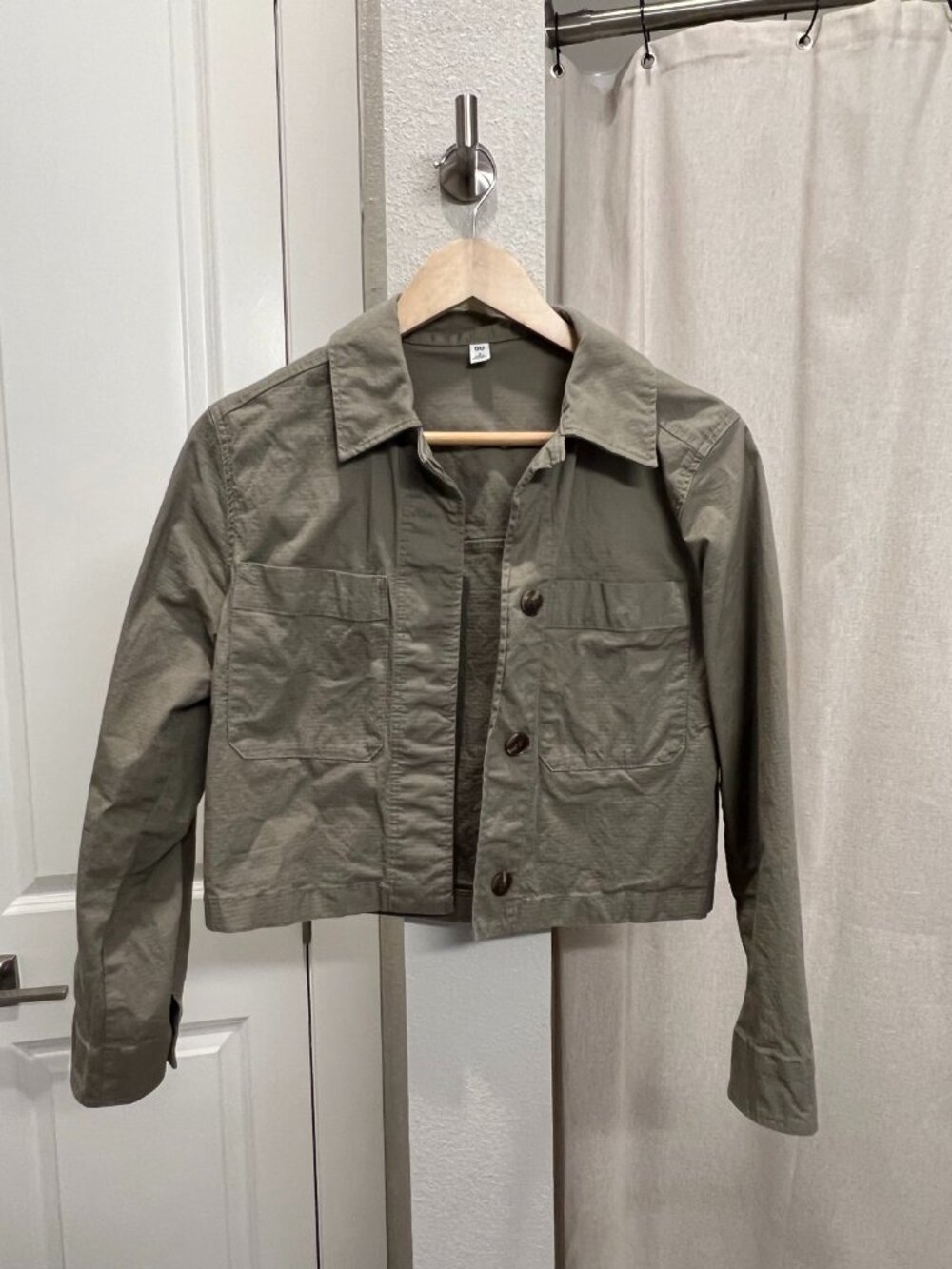 GU Olive Green Cropped Utility Chore Jacket